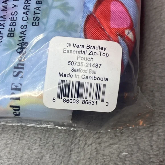 🦀VERA BRADLEY🦀Seafood Boil Essential Zip-Top Pouch in Cotton/NWT - Picture 5 of 6